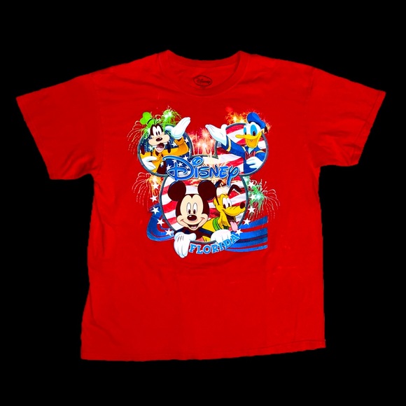 Vintage Other - Y2K Disney Florida Fireworks Red Tee Mens Large